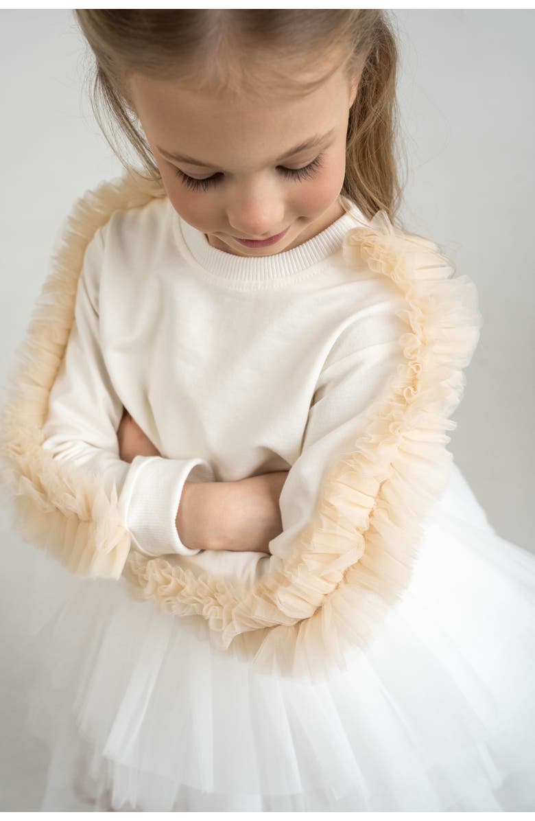 Mini Celebrities Poppy Ruffle Sweatshirt, Alternate, color, White Lily