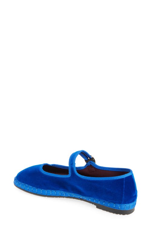 Flabelus Velvet-finish Buckle Ballet Flats In Blue