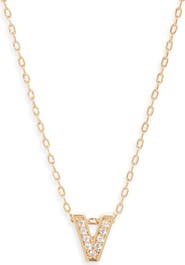 Nordstrom Pavé Cubic Zirconia Initial Necklace