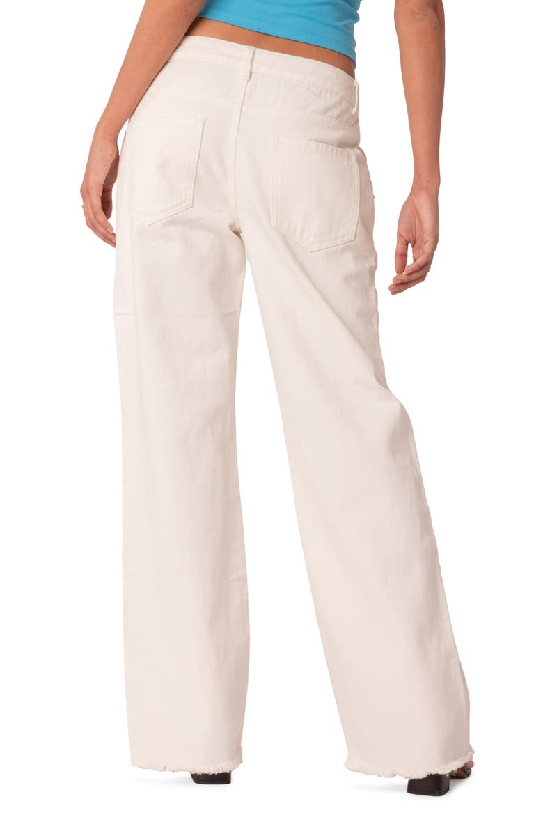 Dahlia Low Rise Fray Hem Straight Leg Jeans, Alternate, color, WHITE