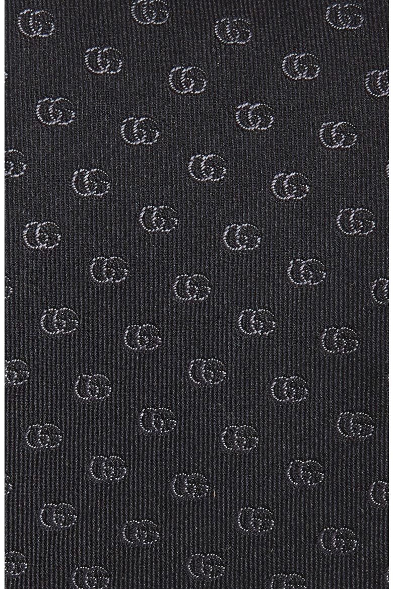 Running GG Logo Silk Jacquard Tie, Alternate, color, BLACK