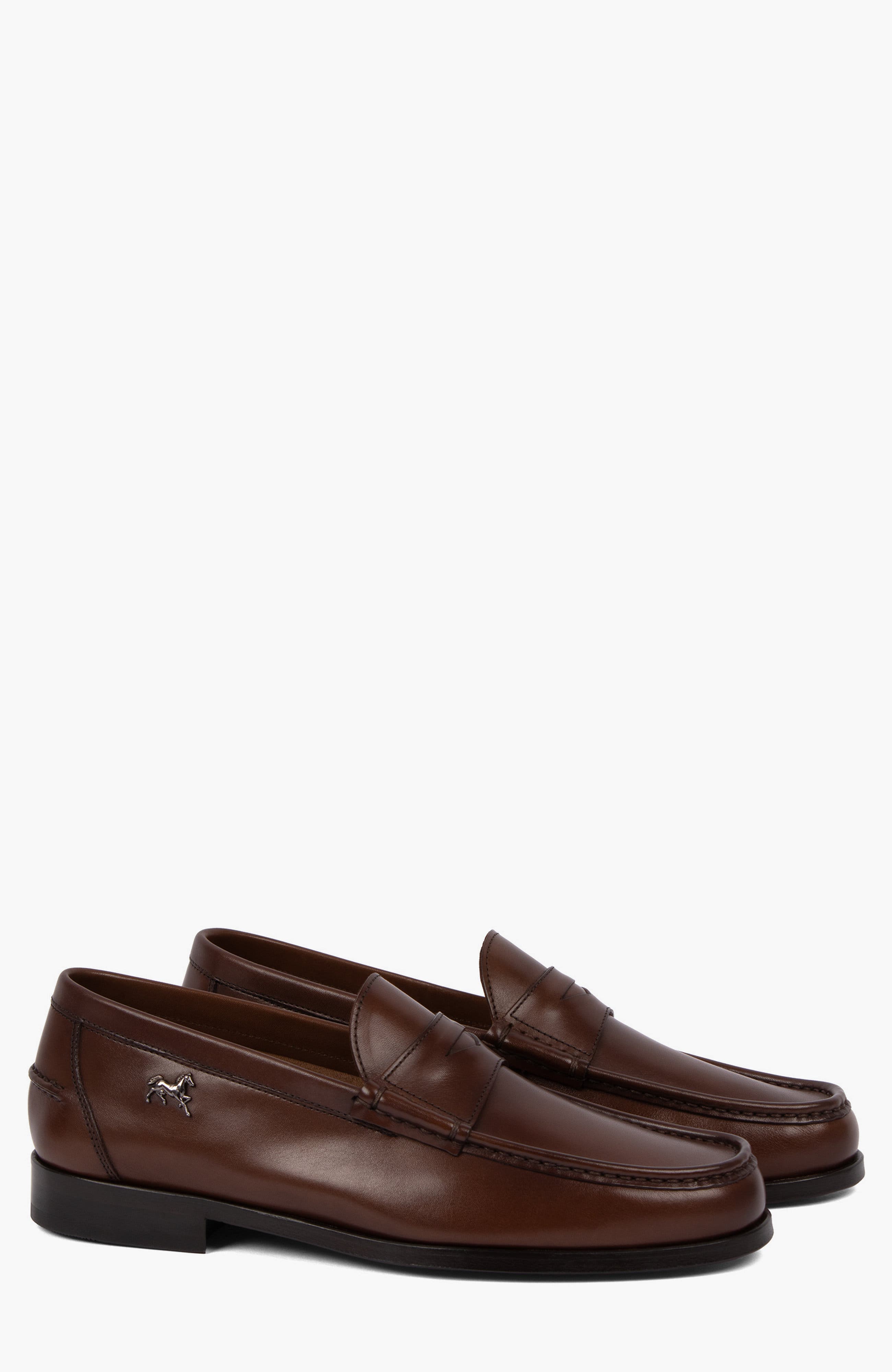 Di Cavallo Leather Penny Loafers, Alternate, color, Brown