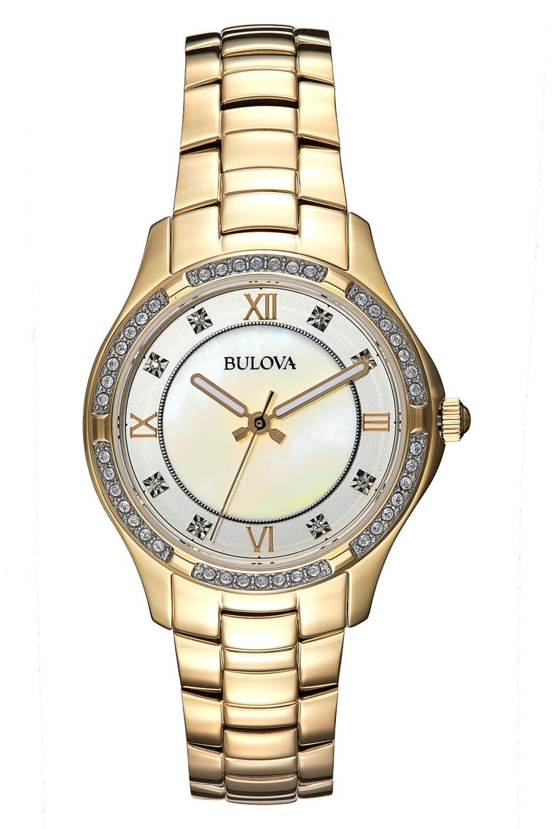 Swarovski Crystal Pavé Quartz Bracelet Watch, 32mm, Main, color, GOLD-TONE