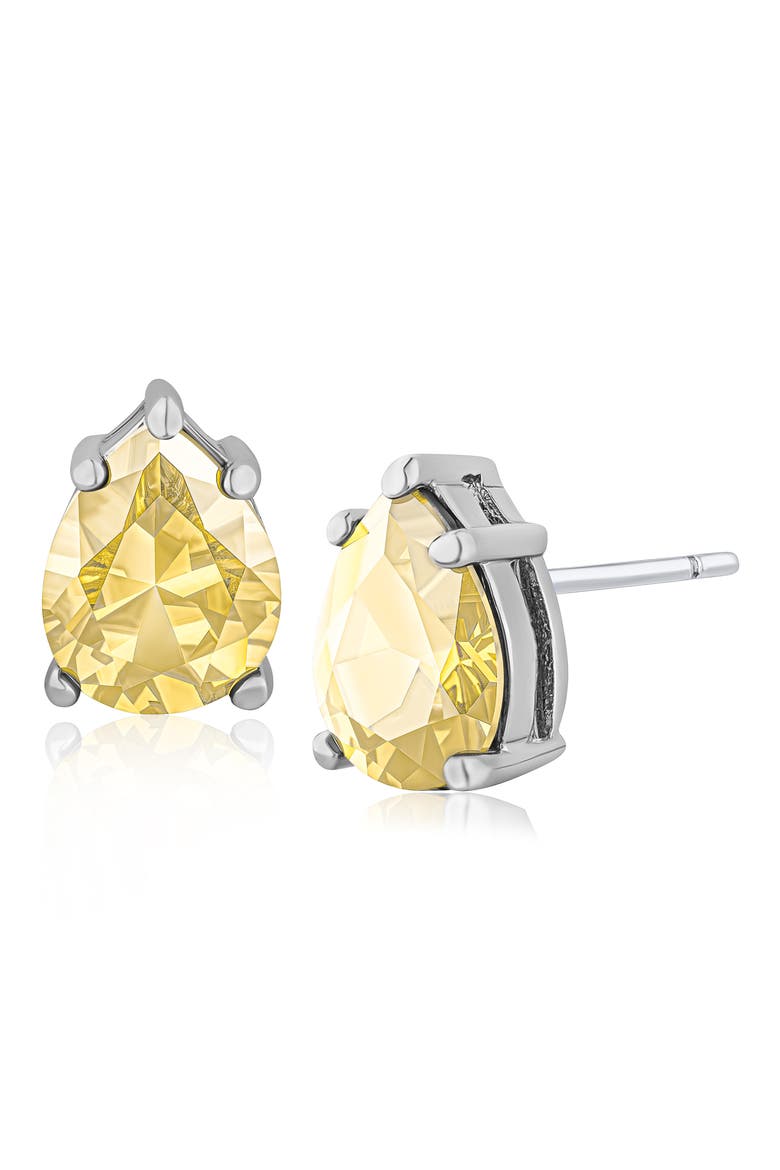 Pear Cut Yellow Cubic Zirconia Stud Earrings, Main, color, YELLOW/ SILVER
