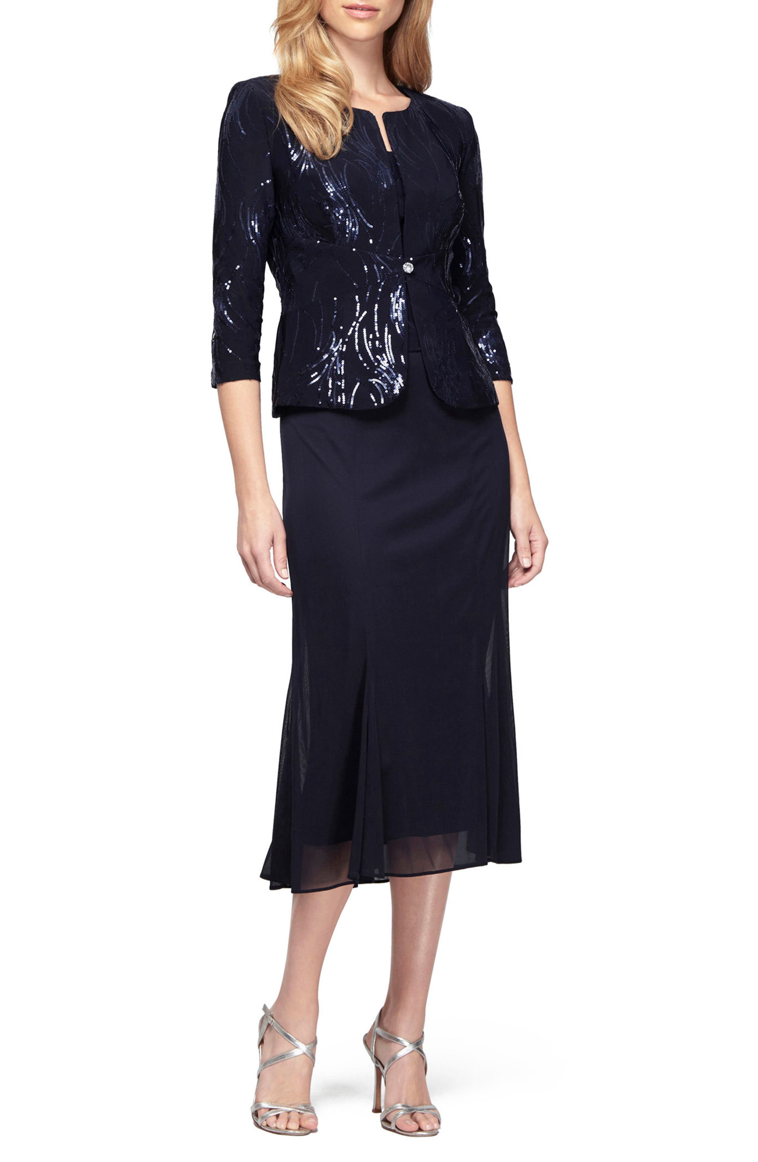 Sequin Midi Dress with Jacket