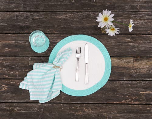 C & F Home C&f Home Rim Braided Round Placemats Sets Of 6 Collection In Blue