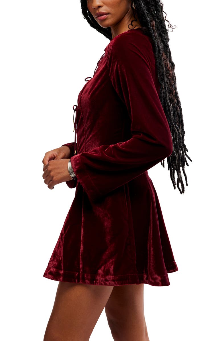 Free People Linney Velvet Minidress, Alternate, color, Cabernet