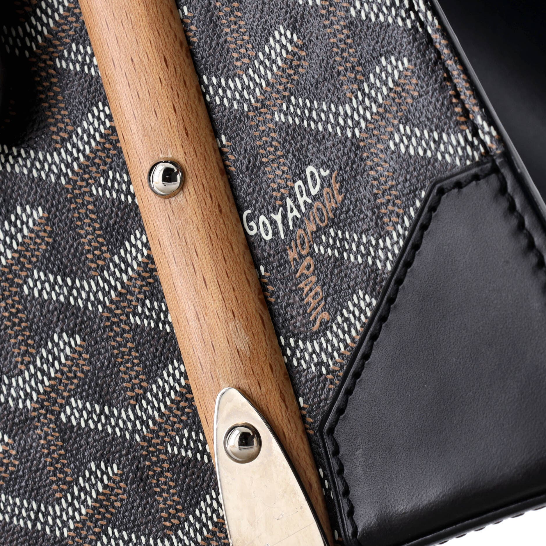 Pre-Owned Goyard Saigon Top Handle Bag Coated Canvas with Leather PM, Alternate, color, Black