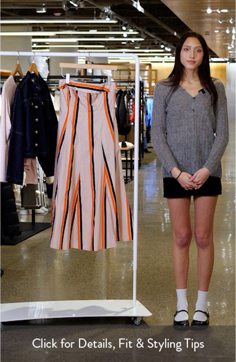 Amaranth Stripe Strapless Cotton Midi Dress, sales video thumbnail