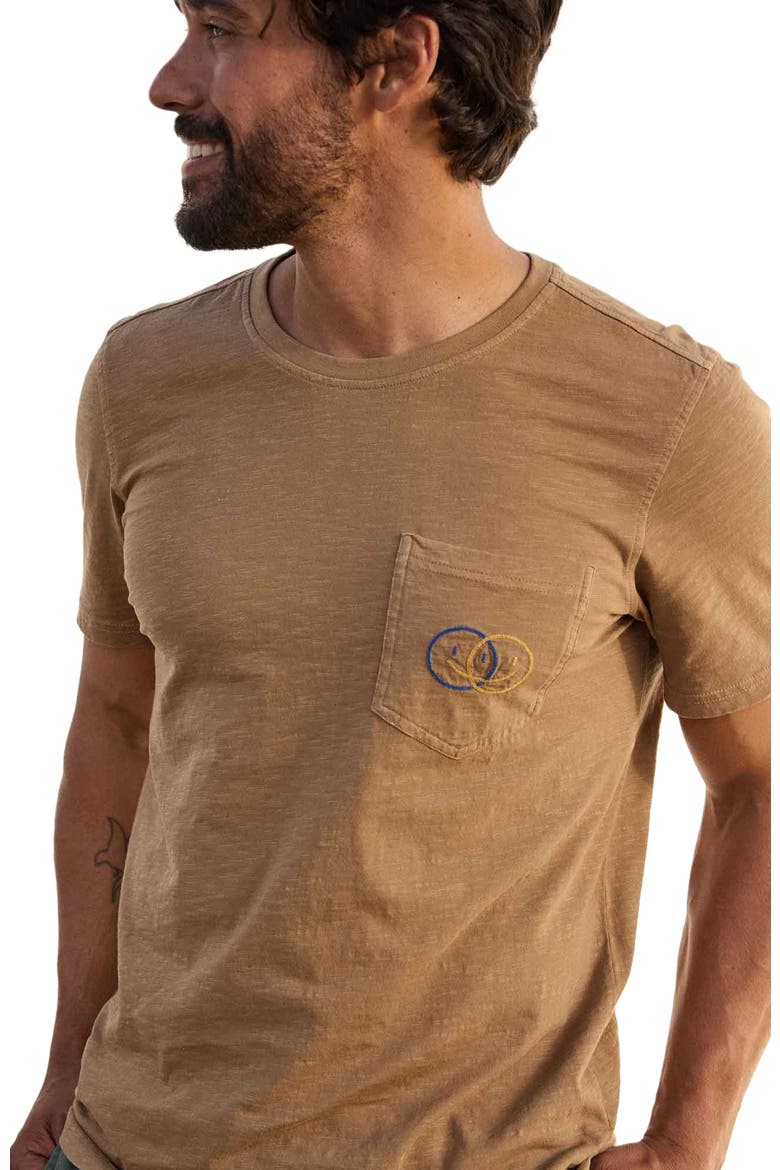 Men's Primo Short Sleeve Crew Embroidered, Alternate, color, Honey Brown Smile Embroidery