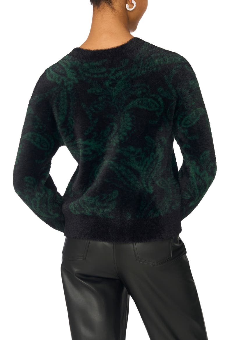 Paisley Eyelash Jacquard Sweater, Alternate, color, RICH BLACK