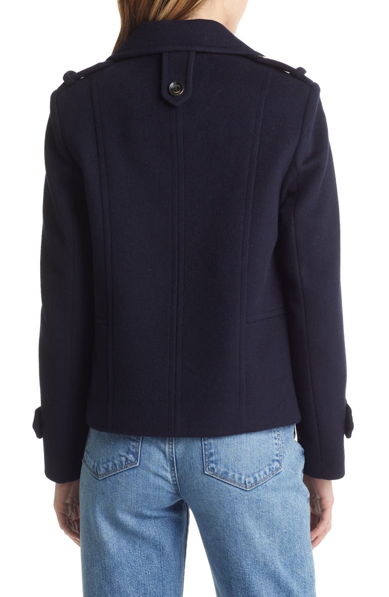 Sam Edelman Double Breasted Wool Blend Peacoat, Alternate, color,