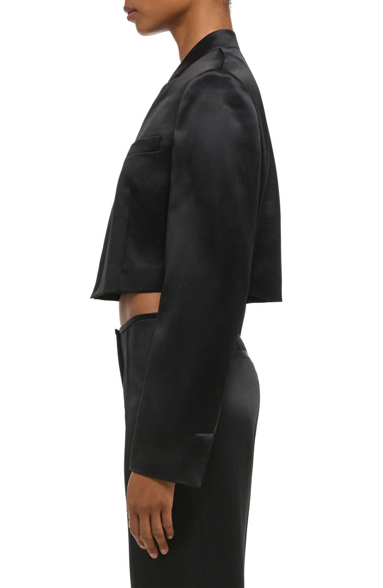 Helmut Lang Crop Satin Blazer, Alternate, color, Black