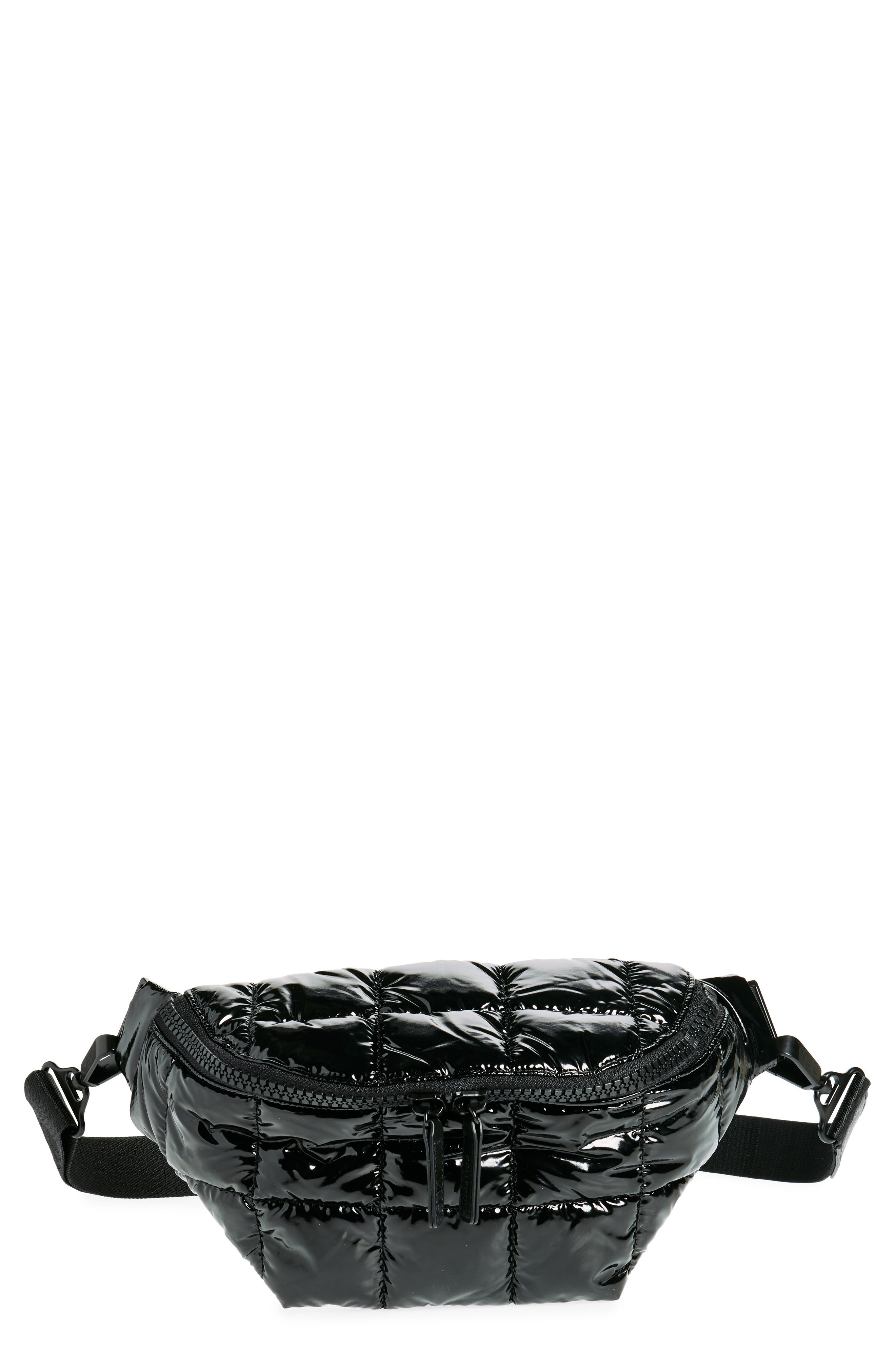 VeeCollective Porter Water Resistant Quilted Recycled Nylon Sling Bag, Main, color, Black Vinyl