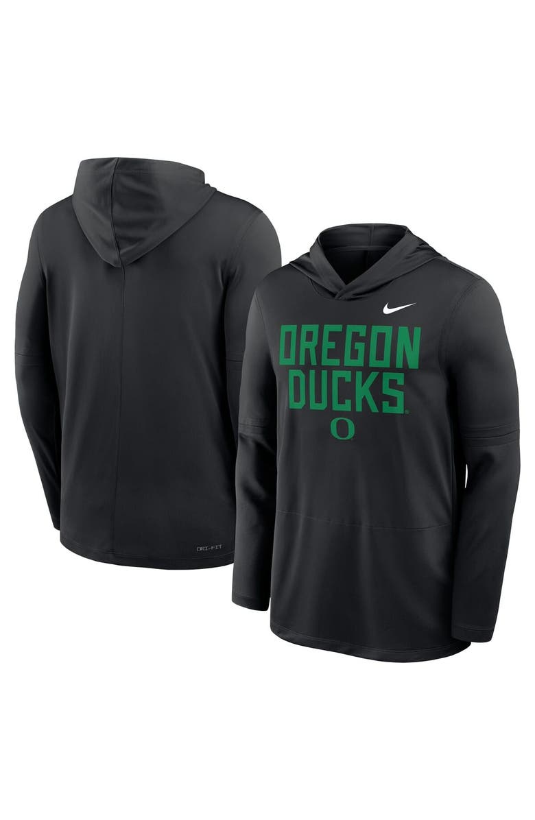 Nike Men's Nike Black Oregon Ducks 2025 Sideline Performance Long Sleeve Hoodie T-Shirt, Alternate, color, Black