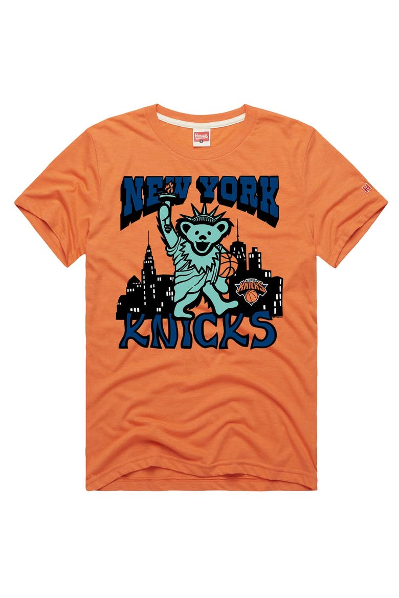 Unisex Homage Orange New York Knicks x The Grateful Dead Bear Tri-Blend T-Shirt, Main, color, Orange