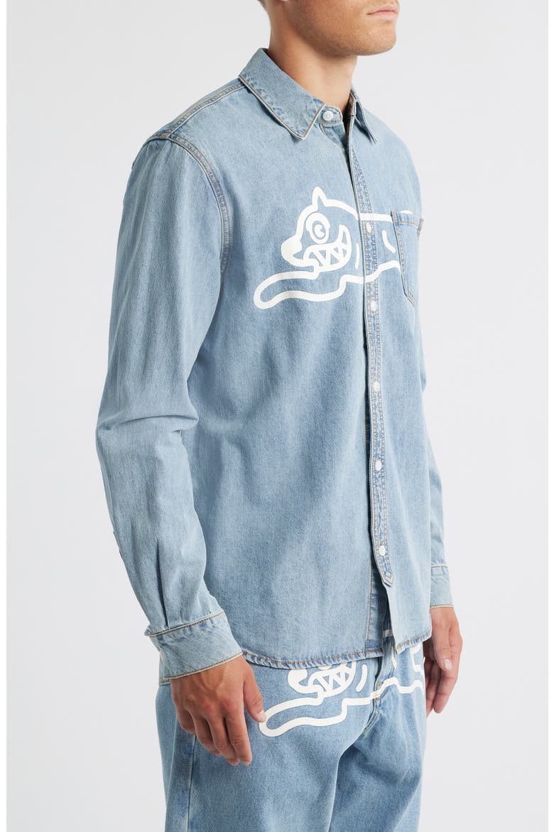 Parado Logo Graphic Denim Button-Up Shirt, Alternate, color, BUTTER PECAN
