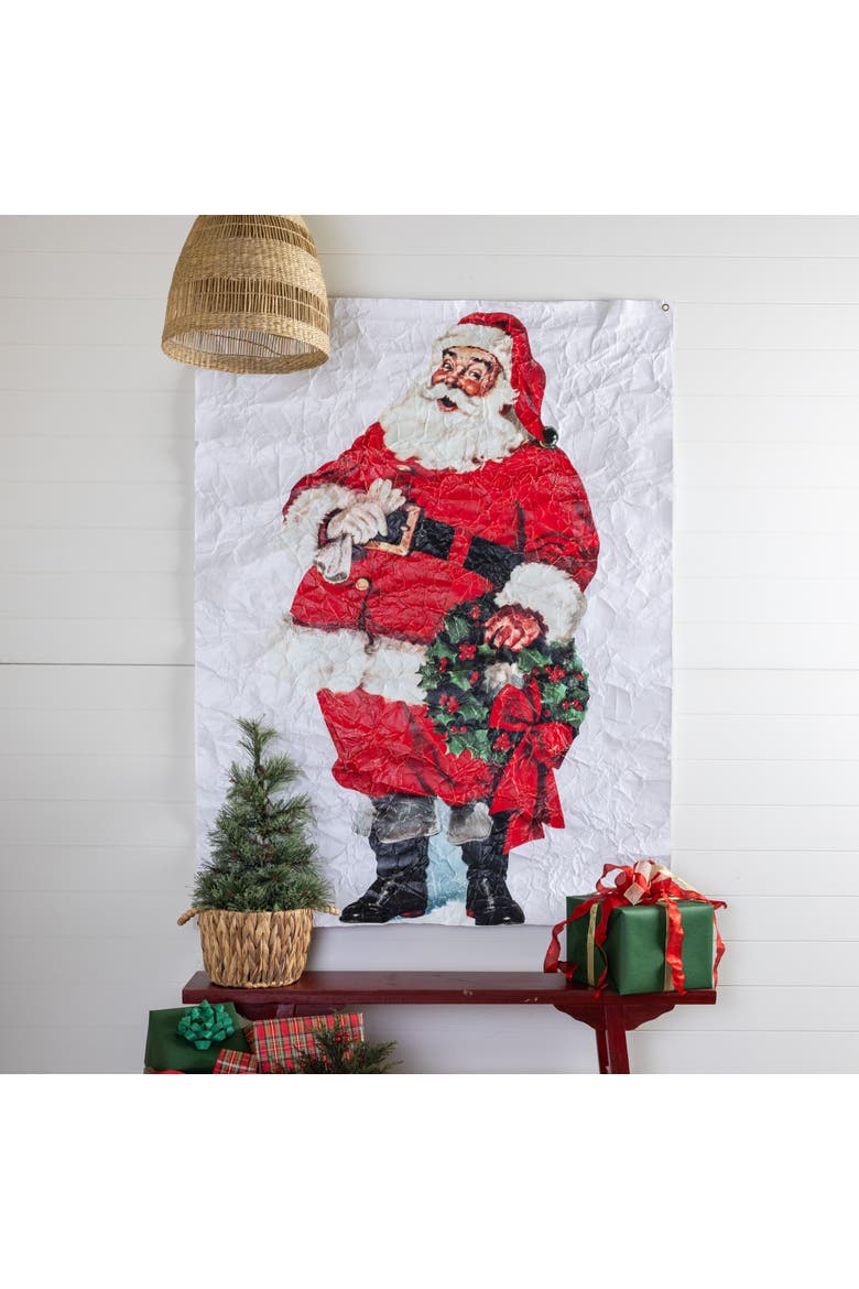 Multicolor Christmas Wall Art Santa Wall Sign Panels Decor, Alternate, color, Red