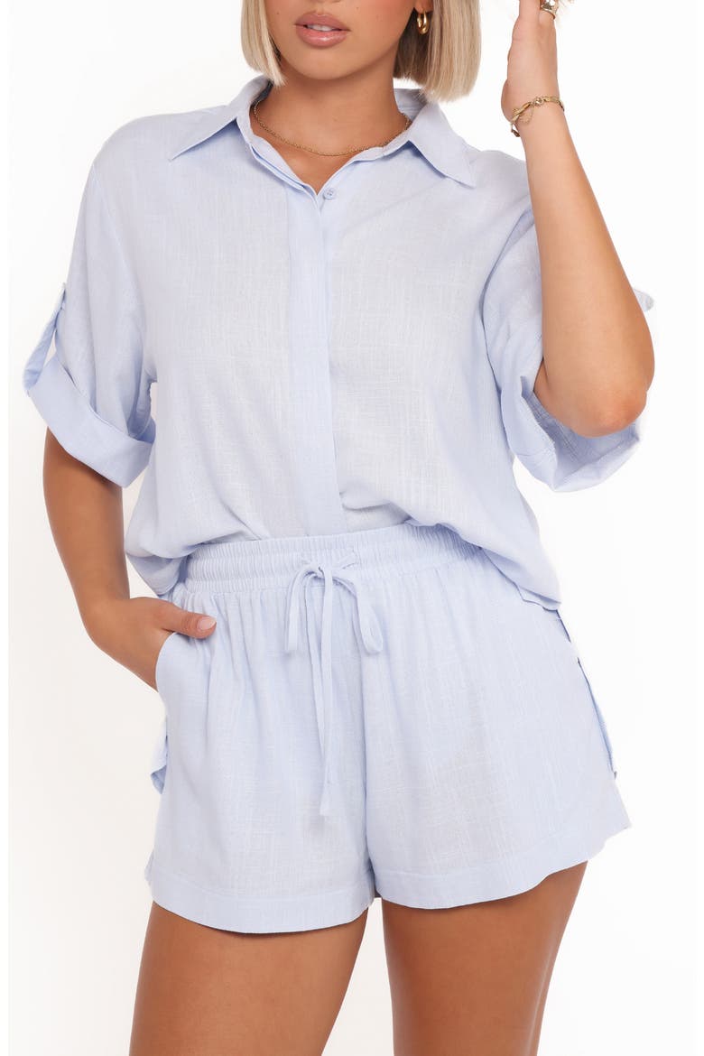 Shelley Roll Tab Cuff Button-Up Shirt, Main, color, PALE BLUE