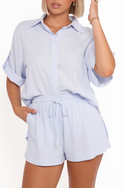 Shelley Roll Tab Cuff Button-Up Shirt