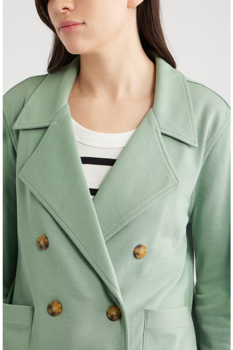 Double Breasted Knit Blazer, Alternate, color, GREEN HEDGE