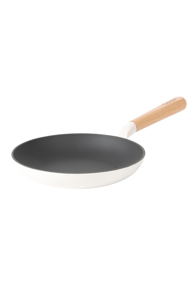 Pre-Seasoned Cast Iron Skillet with Wood Handle, Natural Nonstick Lightweight Frying Pan, Main, color, White