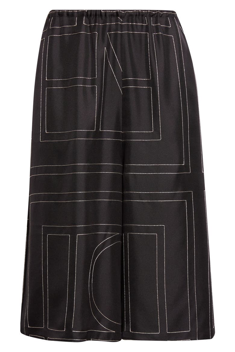 Monogram Organic Silk Pajama Culottes, Alternate, color, BLACK