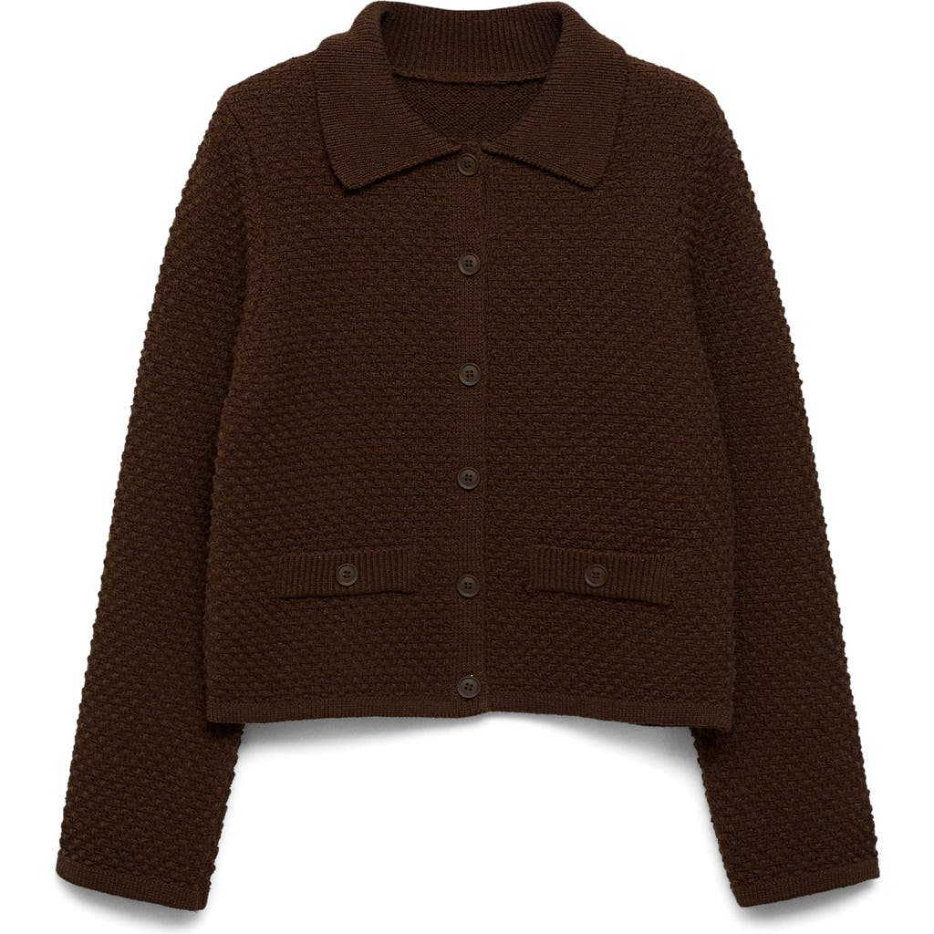 Mango Textured Cardigan In Brown