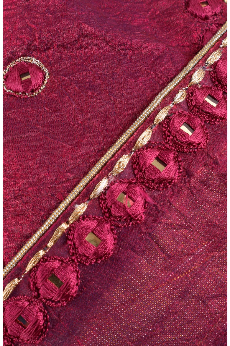Rubina Hand Embroidered Shimmer Saree, Alternate, color, Burgundy