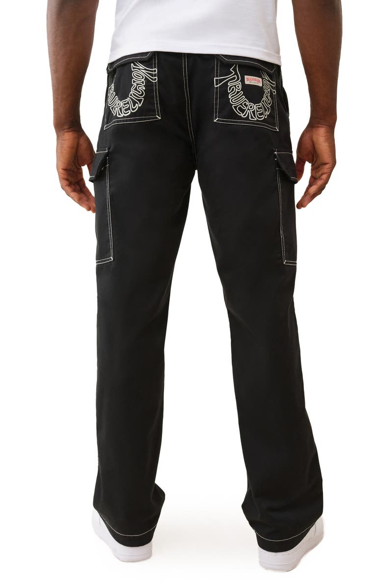 True Religion Horseshoe Outline Cargo Jeans, Alternate, color, Jet Black / Tr-V Red 2