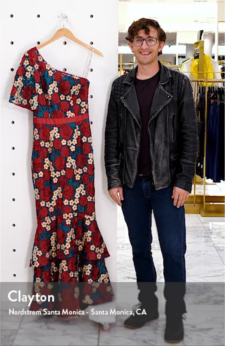 Jennifer One-Shoulder Crochet Lace Evening Gown, sales video thumbnail