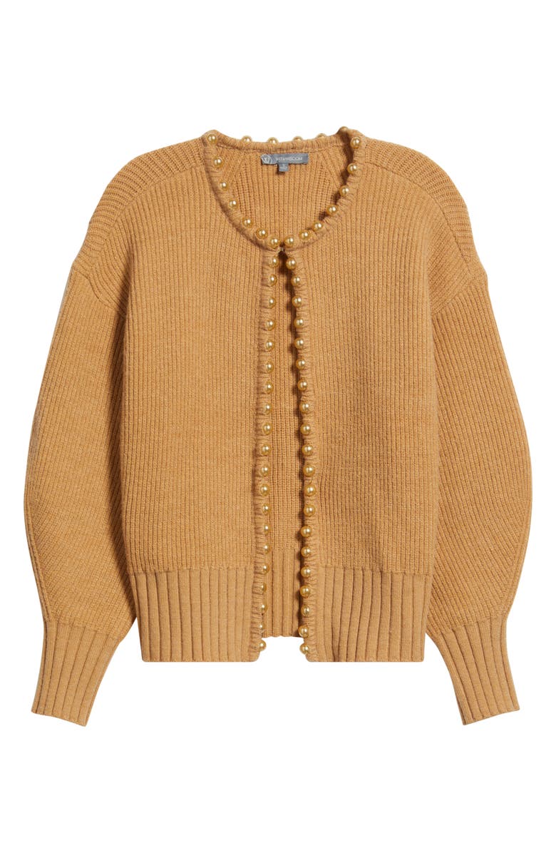 Wit & Wisdom Faux Pearl Trim Cardigan, Alternate, color, Golden Sugar