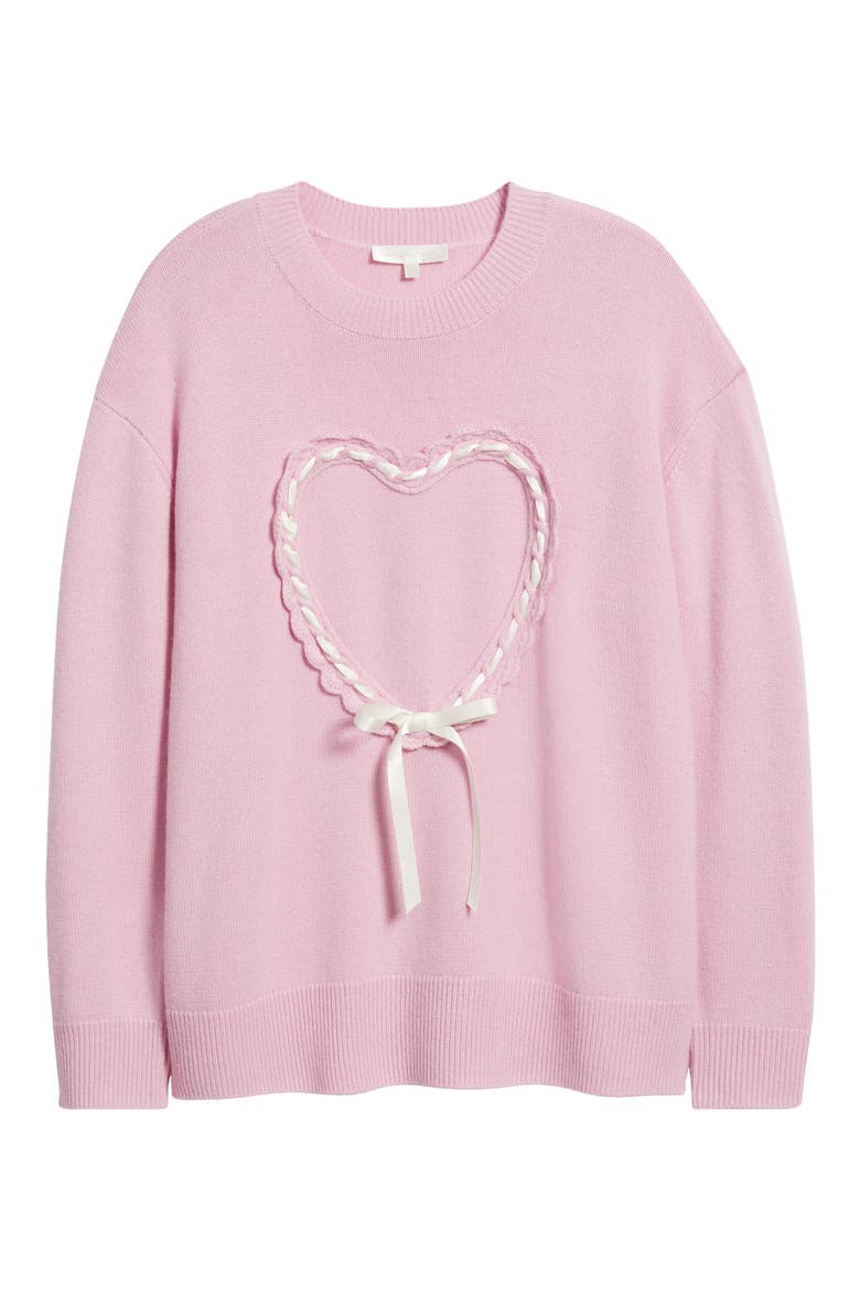 Juna Heart Bow Wool & Cashmere Sweater, Alternate, color, GUMBALL