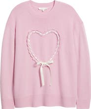 LoveShackFancy Juna Heart Bow Wool & Cashmere Sweater