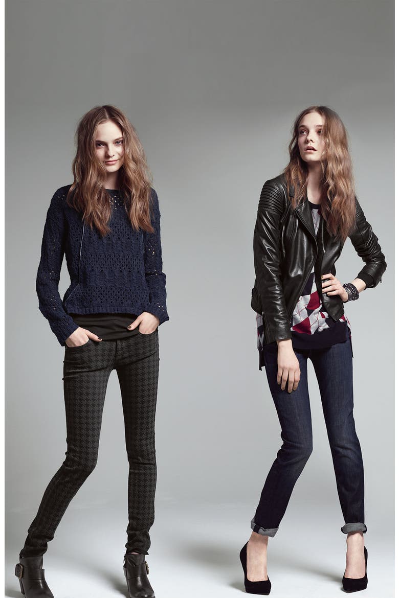 'Legacy' Print Skinny Jeans, Alternate, color, BLACK HOUNDSTOOTH