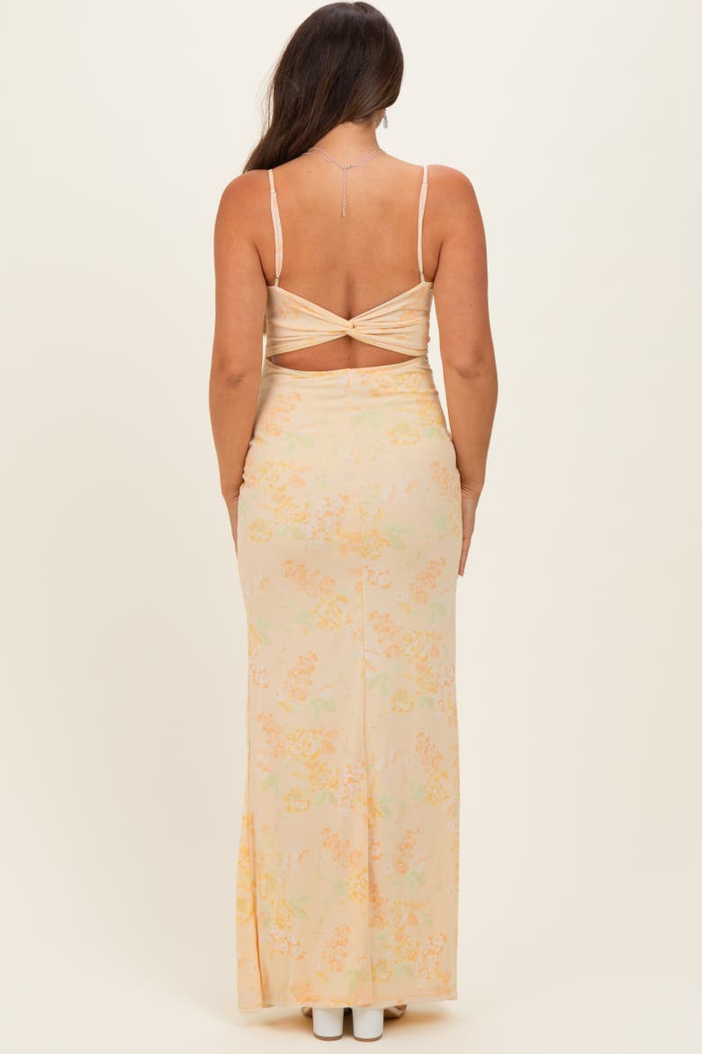 Yellow Floral Cutout Back Maxi Dress, Alternate, color, Yellow