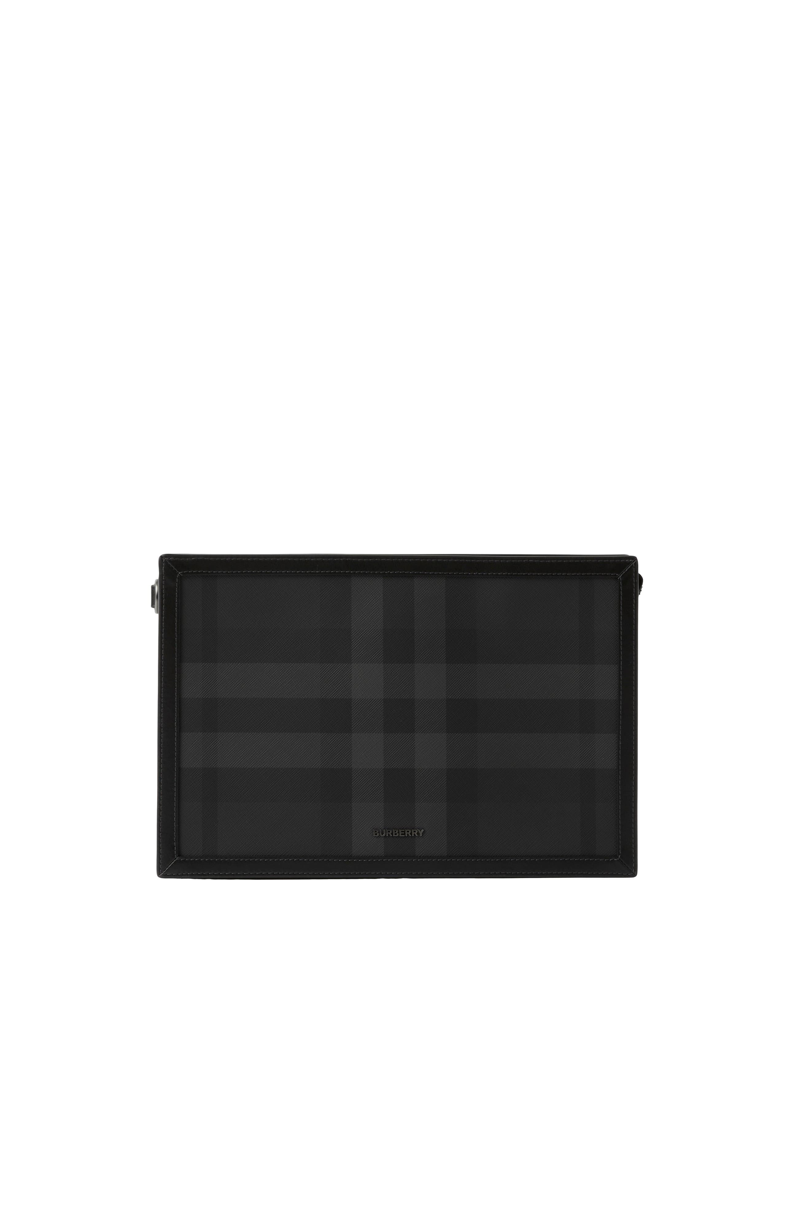 Burberry Check Zip Pouch, Main, color, Charcoal