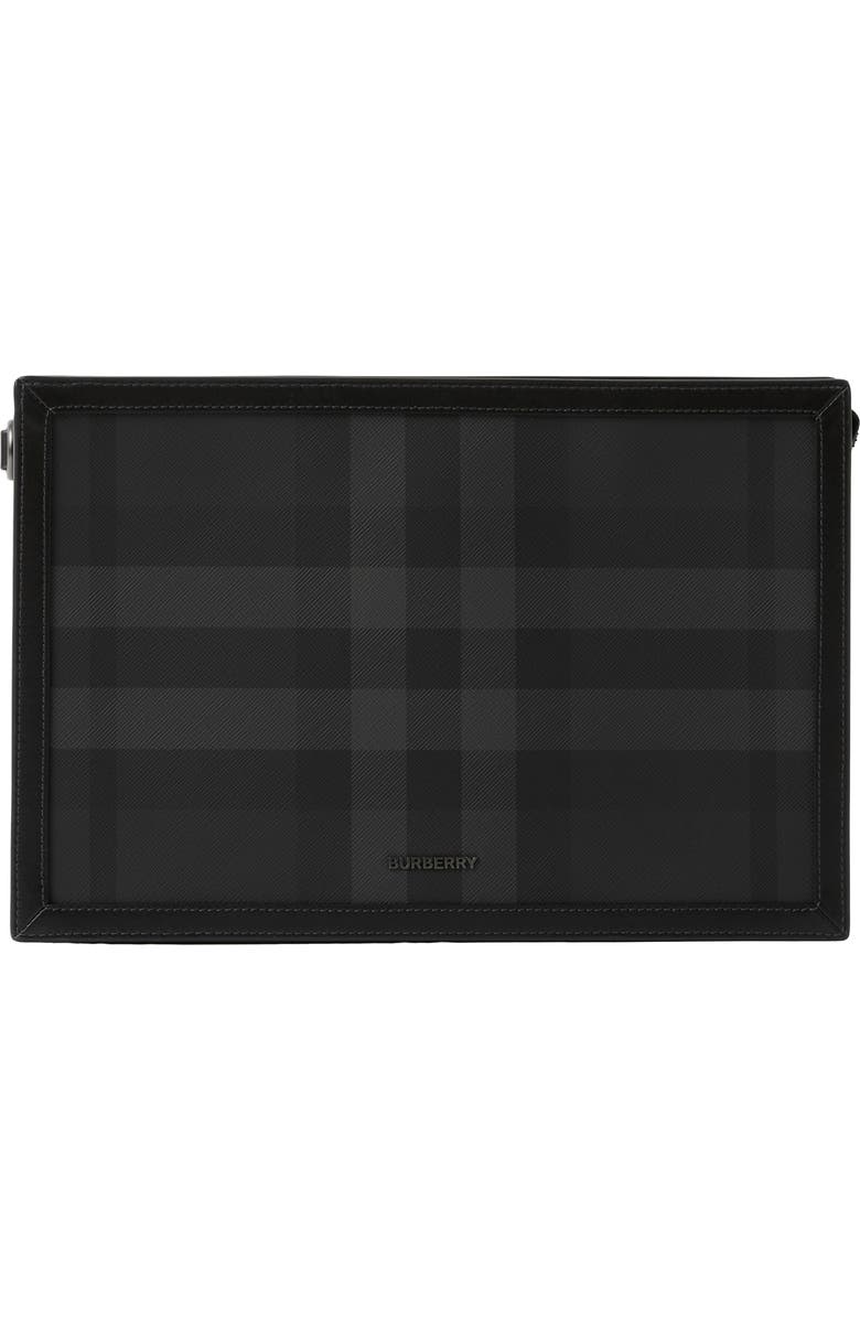 Burberry Check Zip Pouch, Main, color, Charcoal