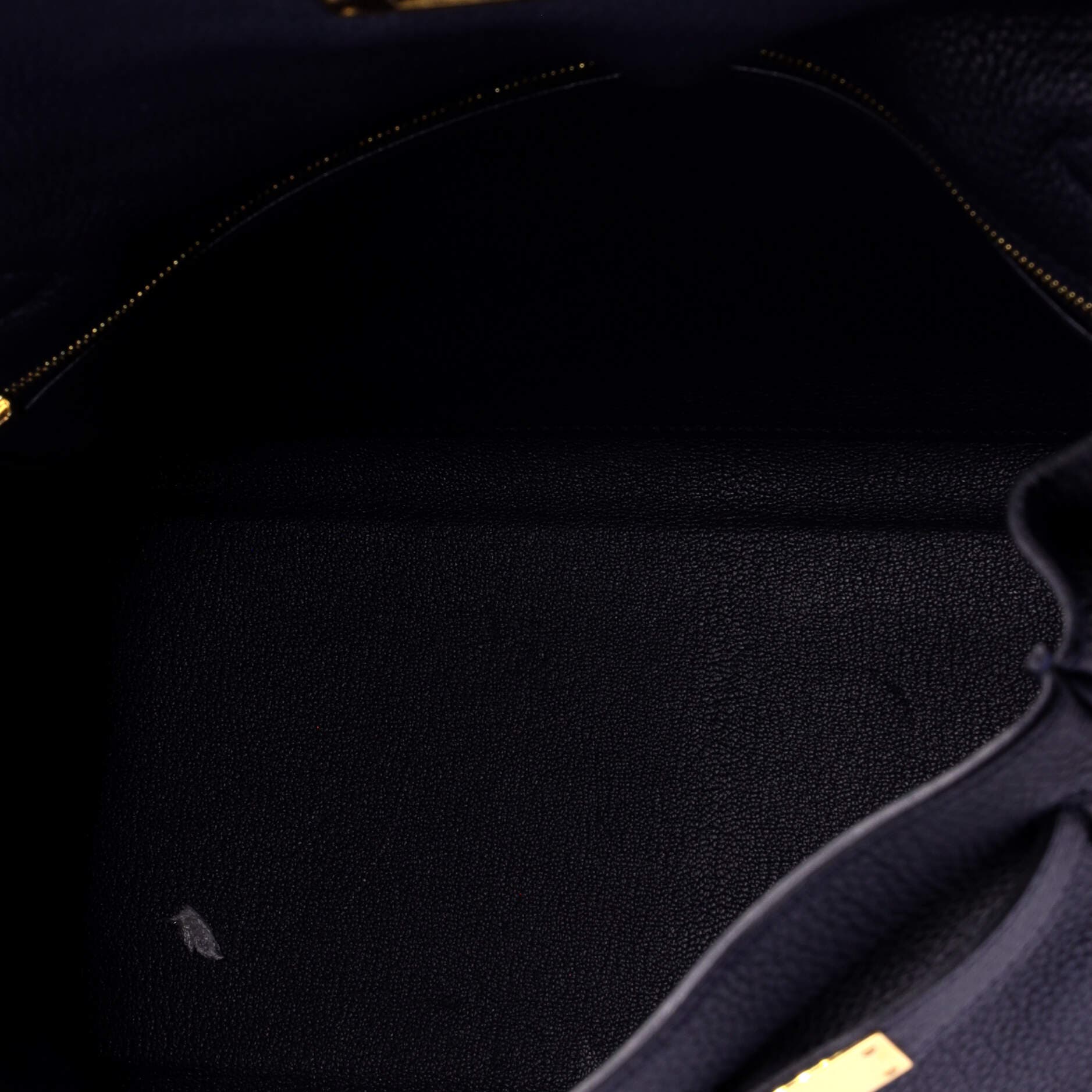 Pre-Owned Hermes Kelly Handbag Blue Clemence with Gold Hardware 32, Alternate, color, Bleu Nuit