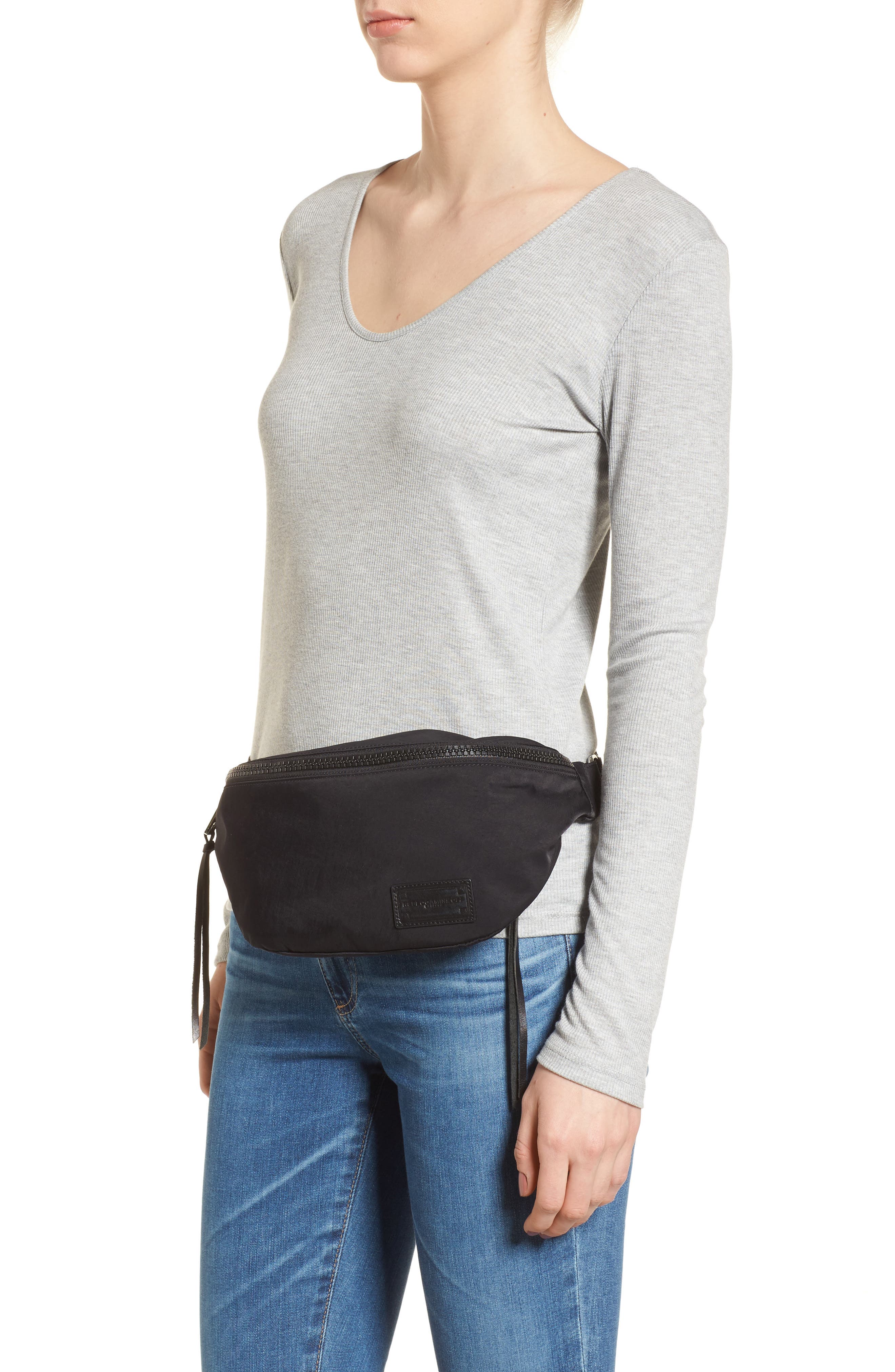 Nylon Belt Bag, Alternate, color, BLACK