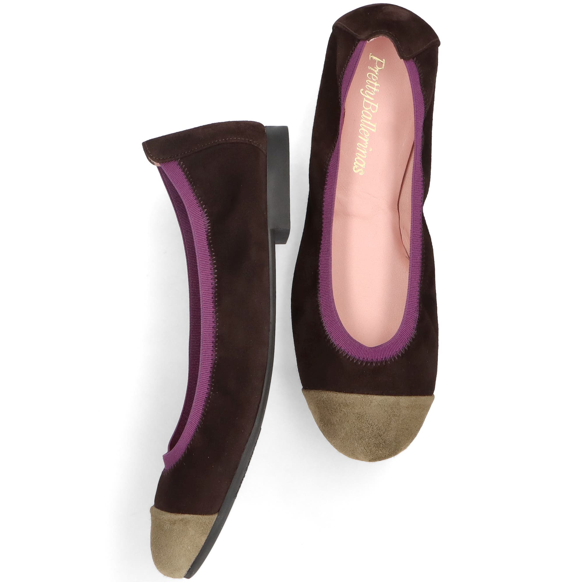 Pretty Ballerinas Round toe elasticated ballet flat, Alternate, color, Brown