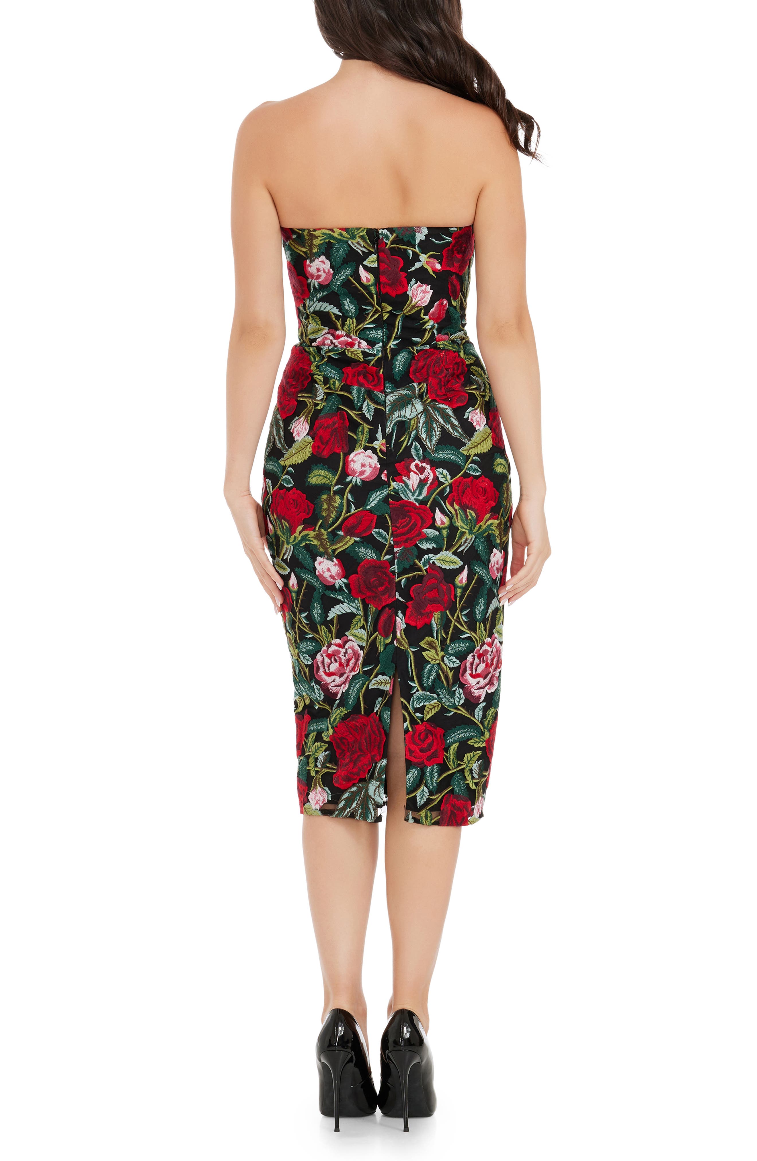 Dress the Population Cosette Floral Embroidered Strapless Body-Con Dress (Women)