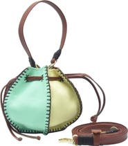 Carlos Falchi Mini Bucket Pouch Top Grain Leather Bag