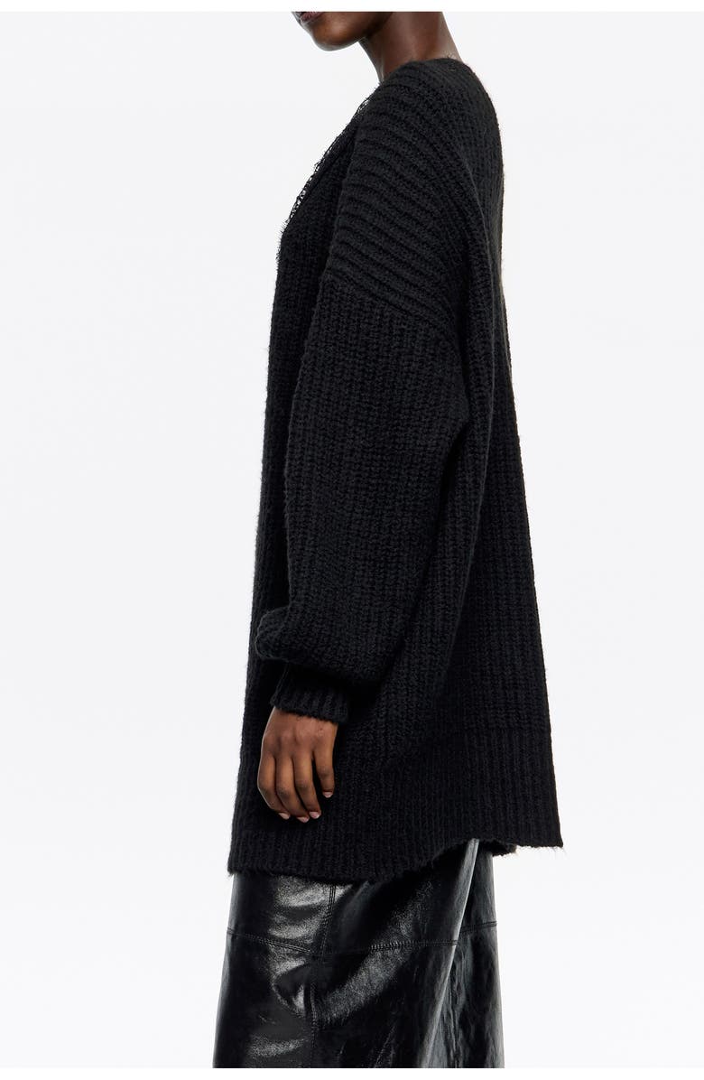 Bimba y Lola Long Lace Sweater, Alternate, color, Black