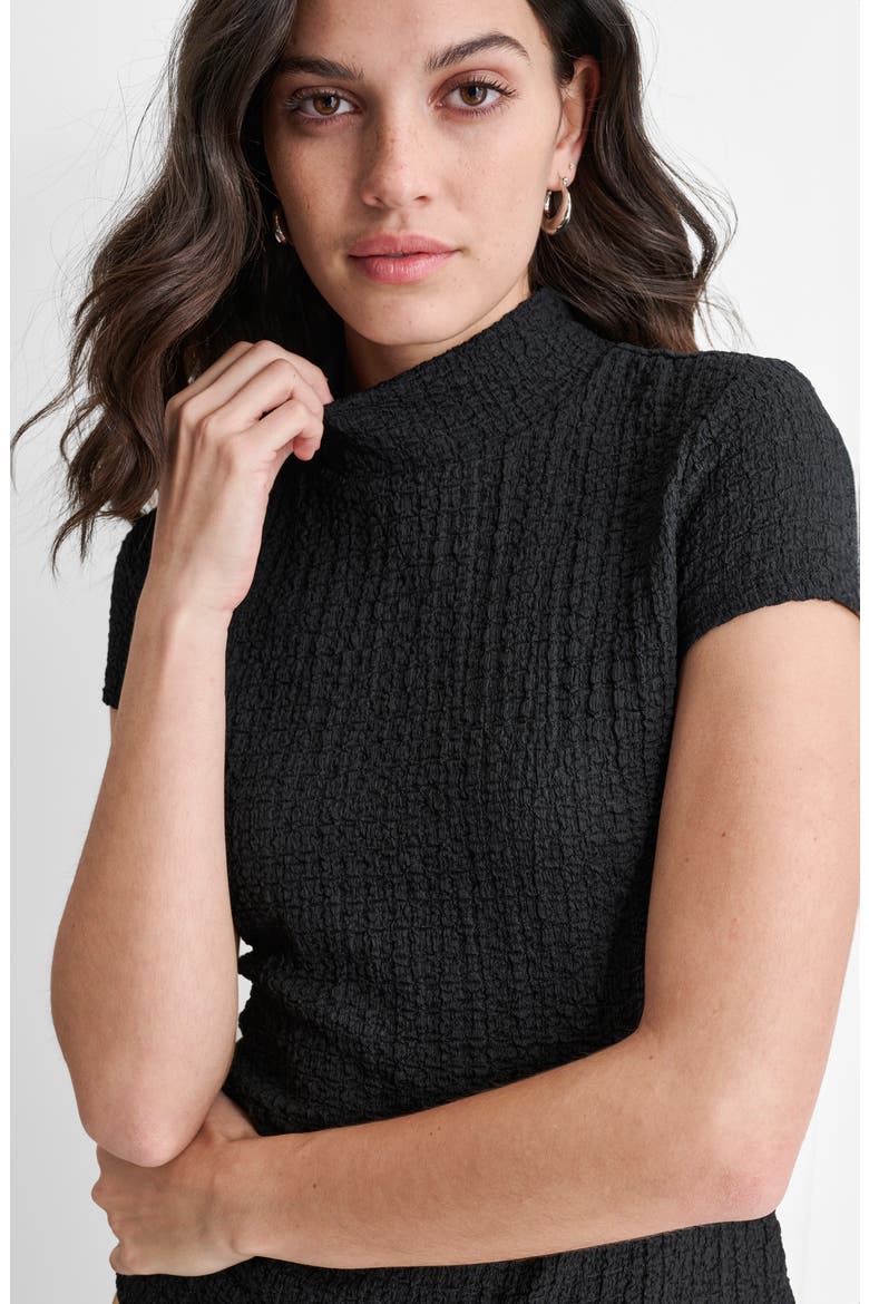 Pucker Knit Top, Alternate, color, BLACK