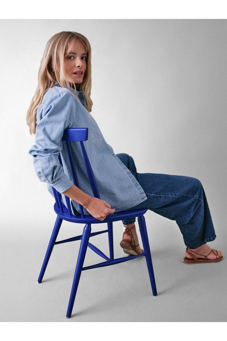 Stella Denim Blouse, Alternate, color, Light Denim Blue