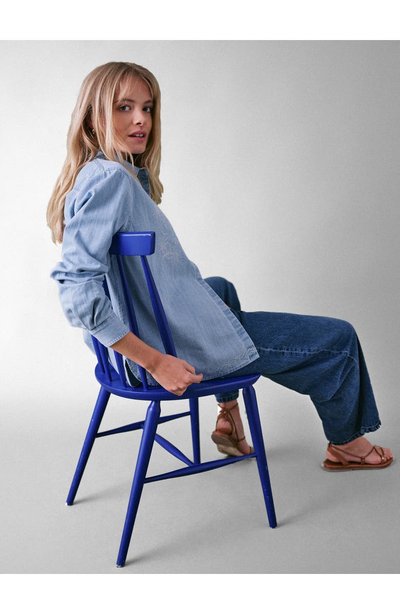 Cape Cove Stella Denim Blouse, Alternate, color, Light Denim Blue