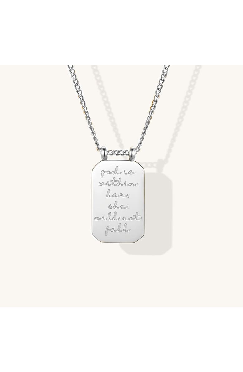 Mantra God Is Within Her, She Will Not Fall - Necklace, Main, color, Silver