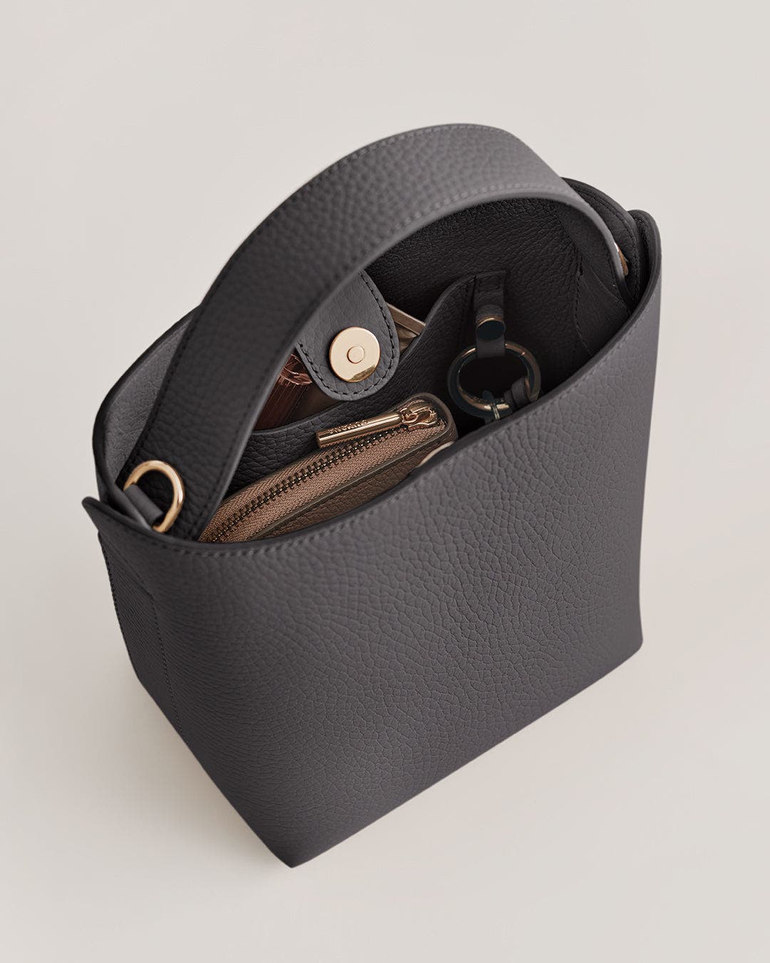Mini Linea Bucket Bag, Alternate, color, Charcoal
