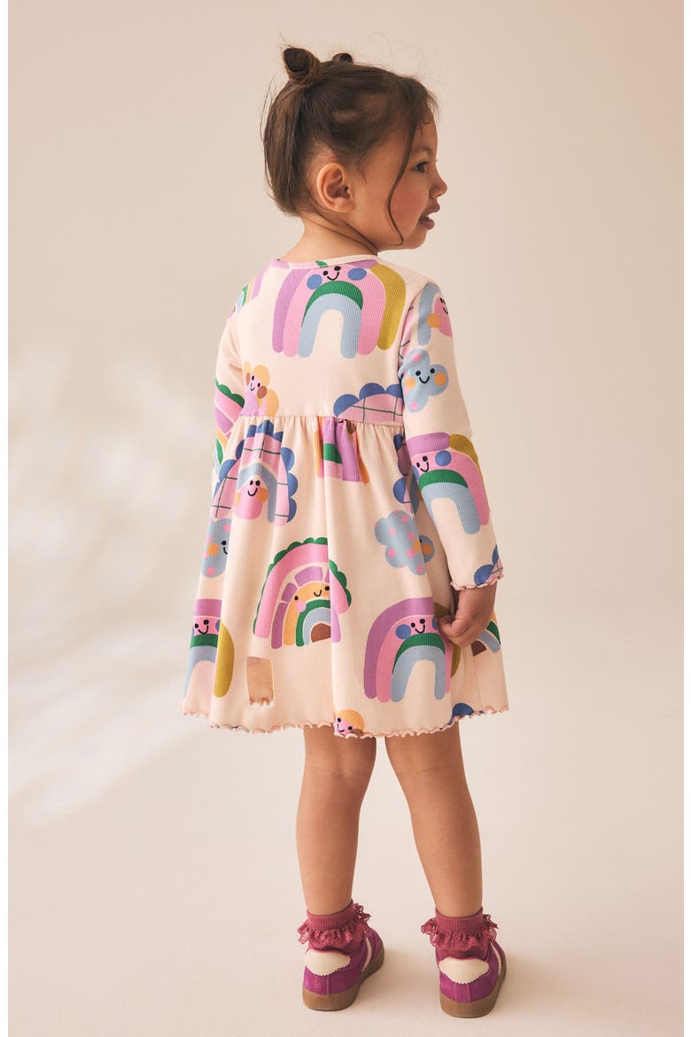 Kids' Rainbow Long Sleeve Rib Dress, Alternate, color, MULTI